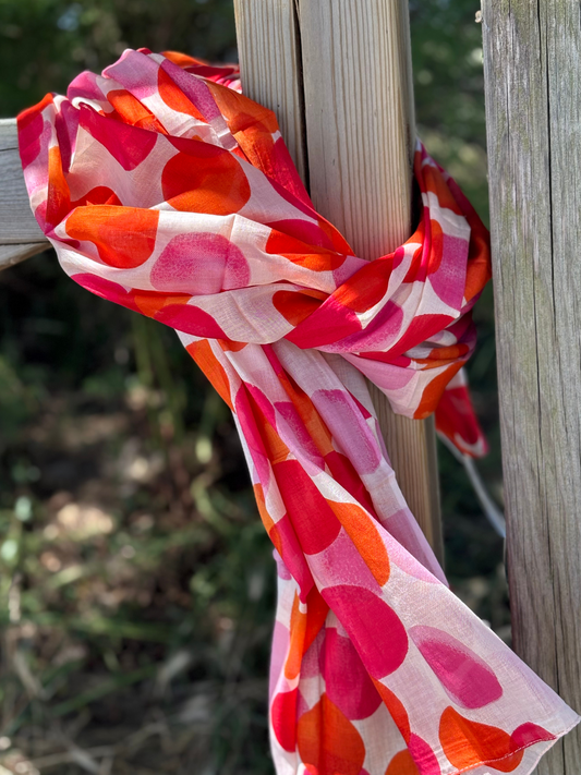 Foulard en coton bulles colorées orange