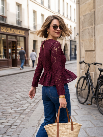Top Philomène - Dentelle Bordeaux