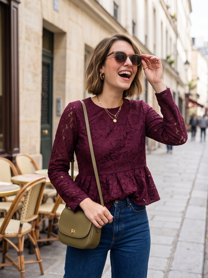 Top Philomène - Dentelle Bordeaux