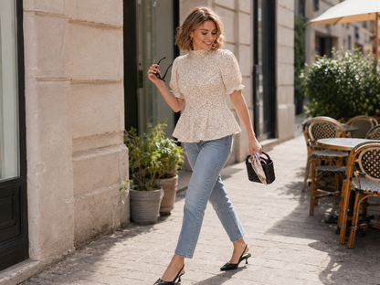 Top Smockée Pois