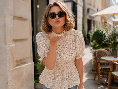 Top Smockée Pois