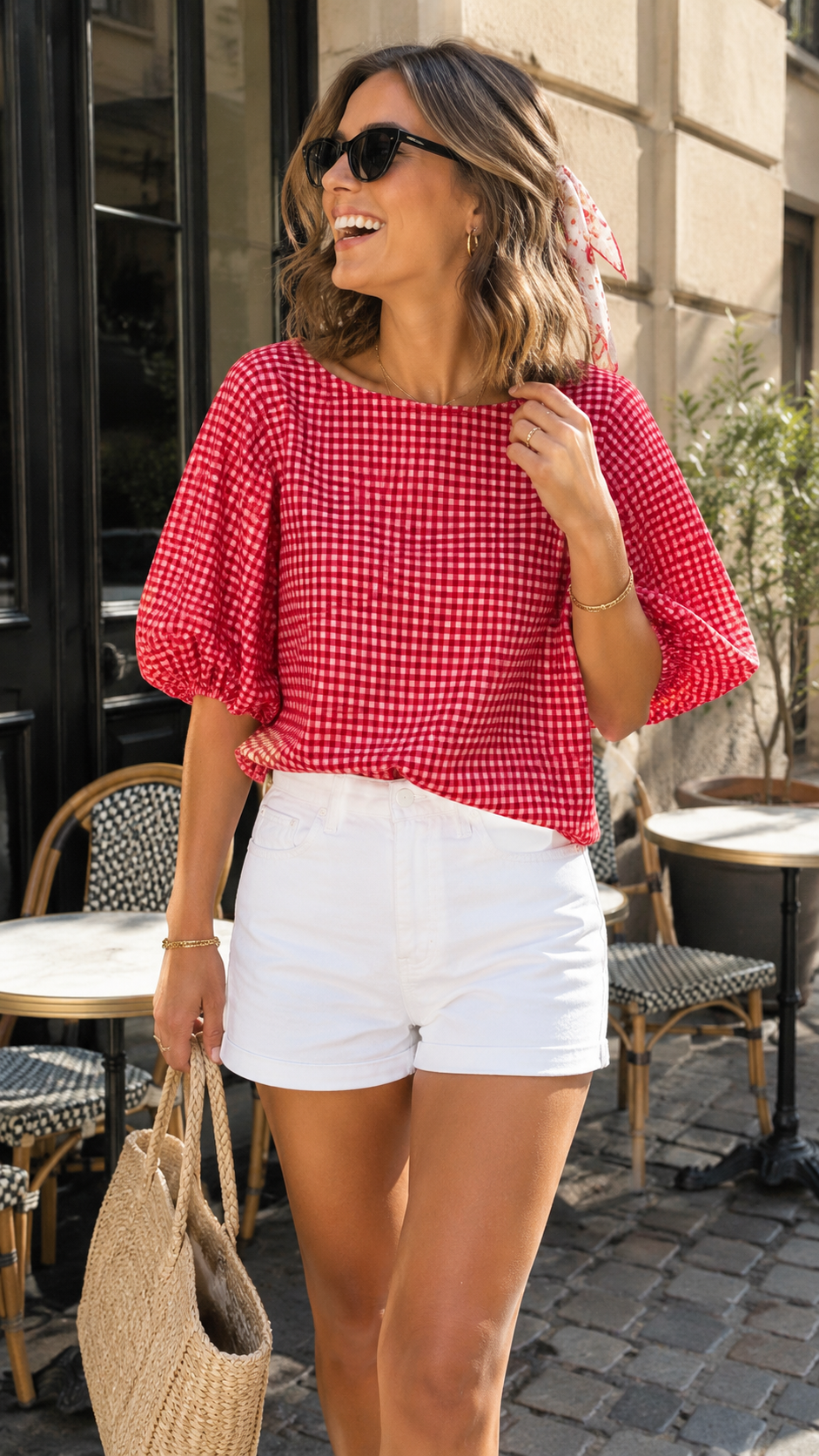 Top Vichy Manches Ballon