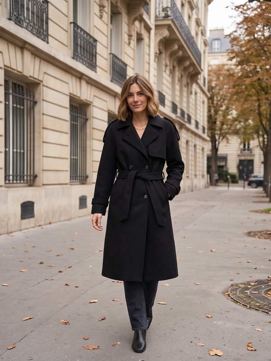 Trench Adélaïde - Long Croisé Ceinturé
