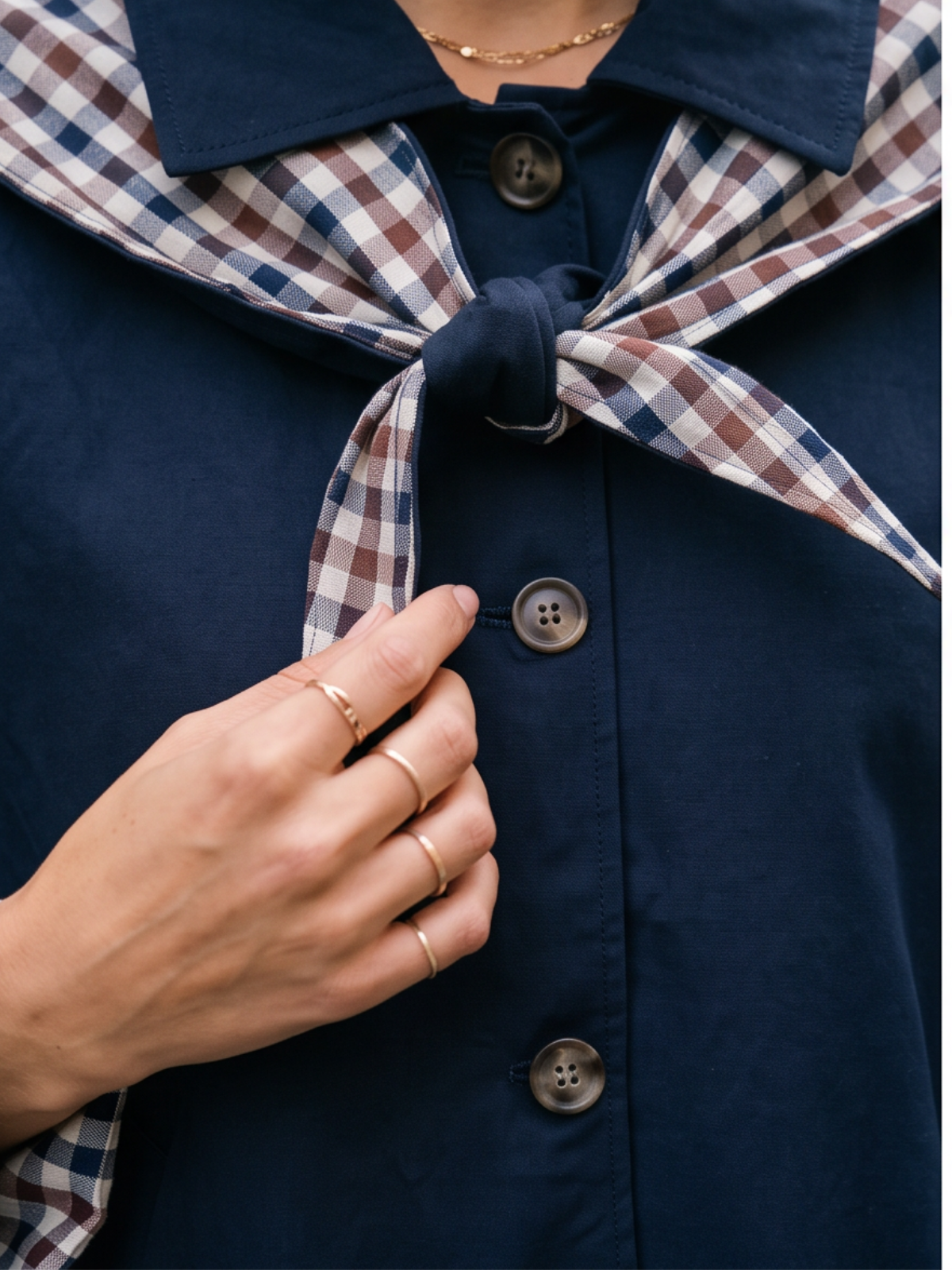 Trench Thérèse - Marine Foulard Carreaux