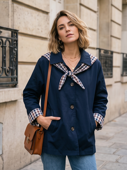 Trench Thérèse - Marine Foulard Carreaux