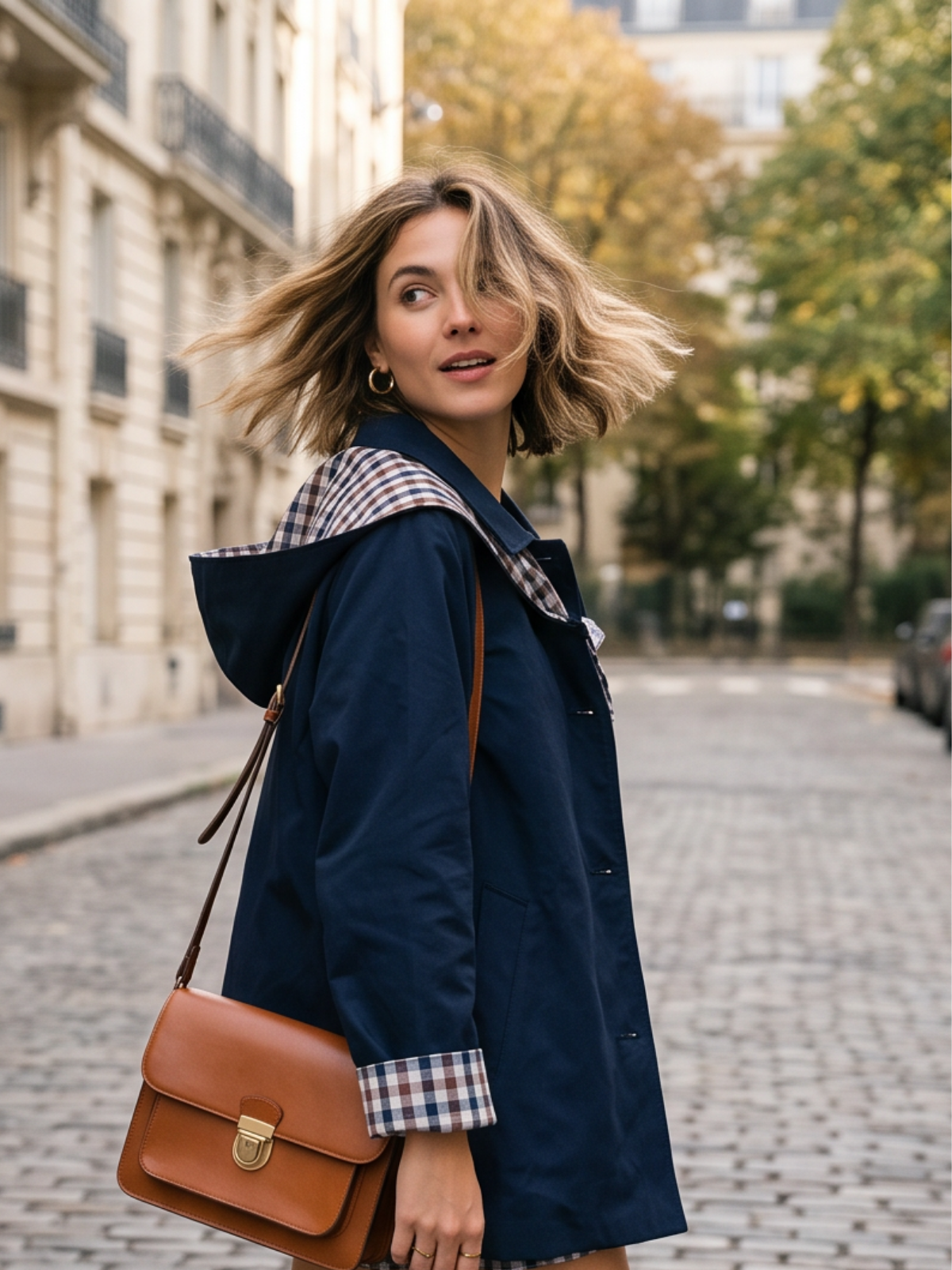 Trench Thérèse - Marine Foulard Carreaux