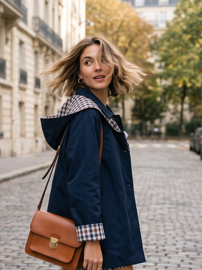 Trench Thérèse - Marine Foulard Carreaux