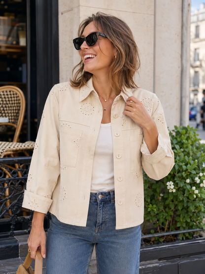 Veste Ajourée Beige Femme
