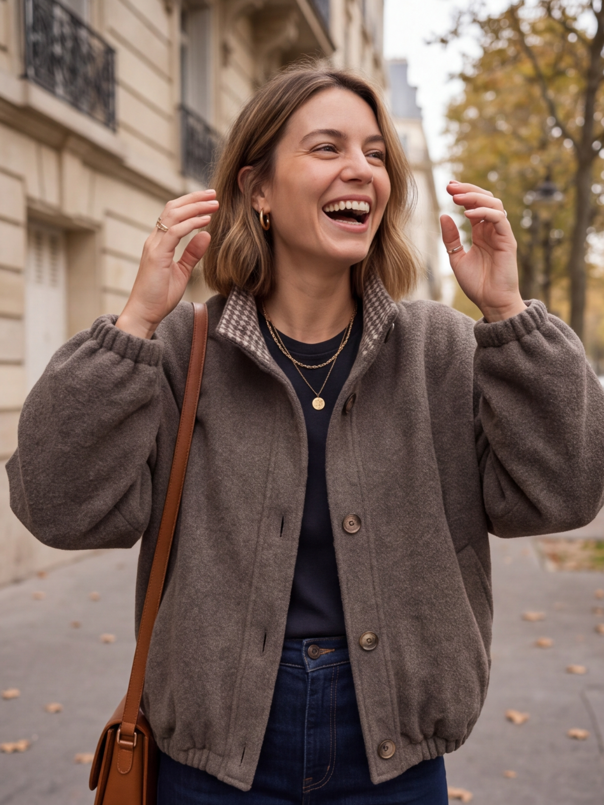 Veste Alba - Boule Oversize Col Vichy