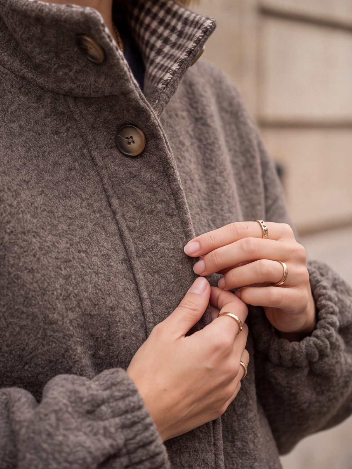 Veste Alba - Boule Oversize Col Vichy