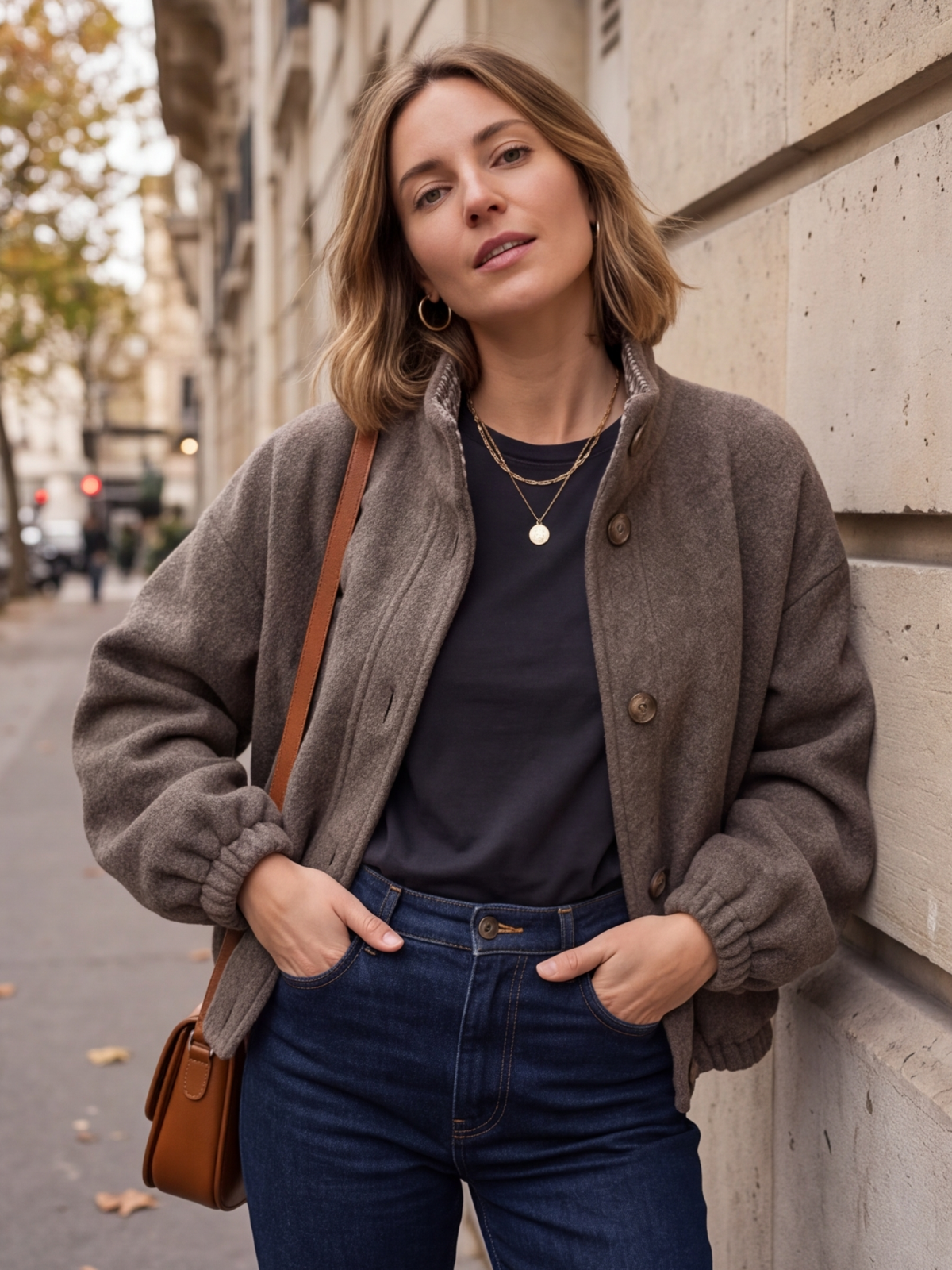 Veste Alba - Boule Oversize Col Vichy