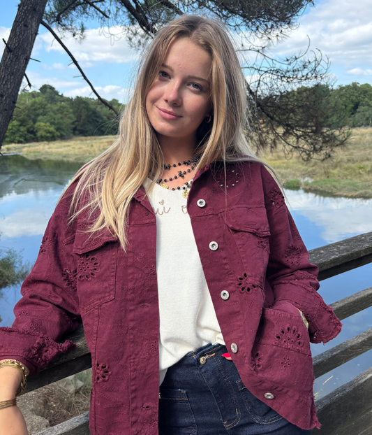 Veste Brodée en Coton “Camélia”