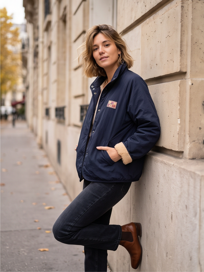Veste Clothilde - Polaire Réversible Beige Marine