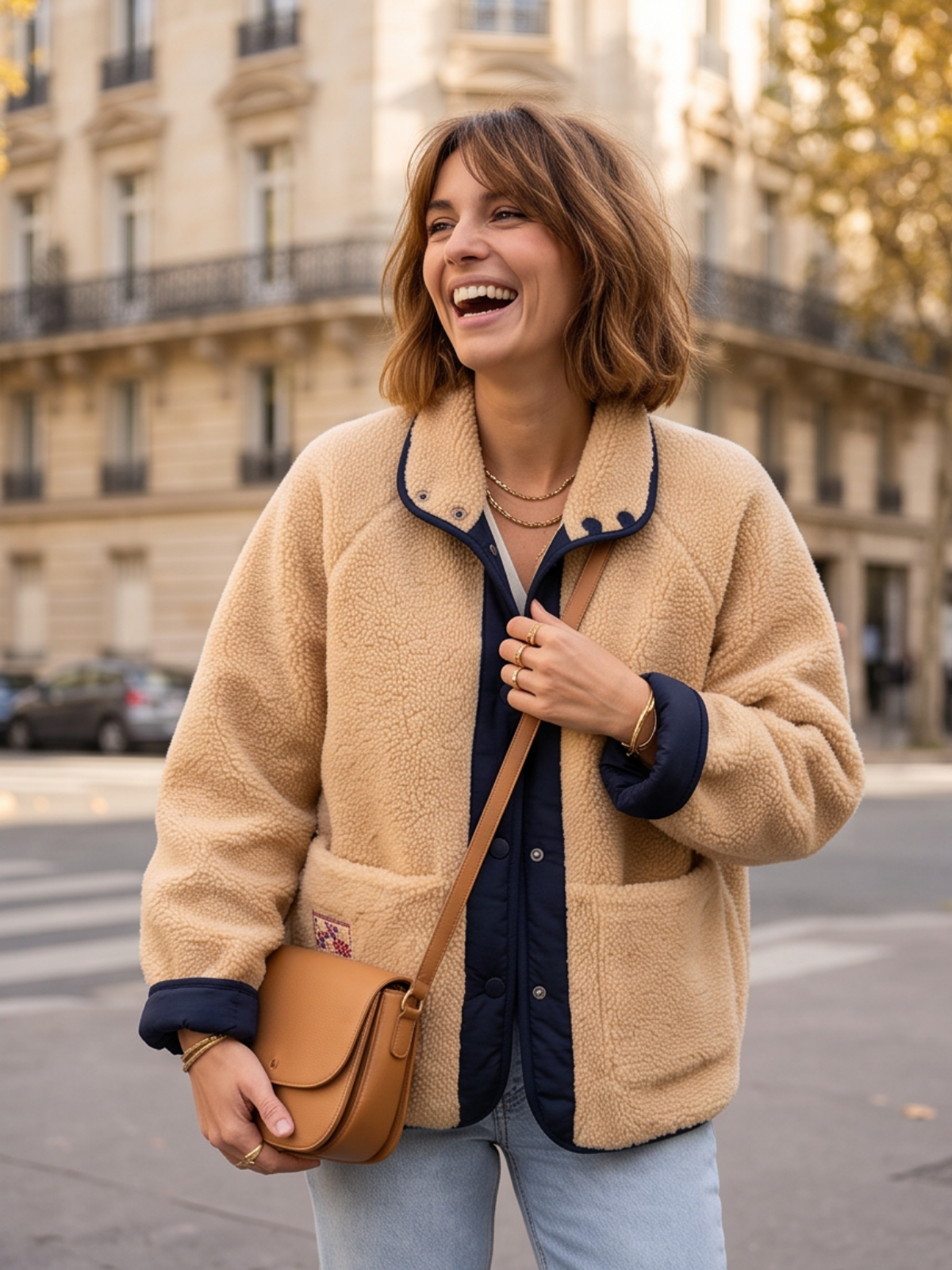 Veste Clothilde - Polaire Réversible Beige Marine