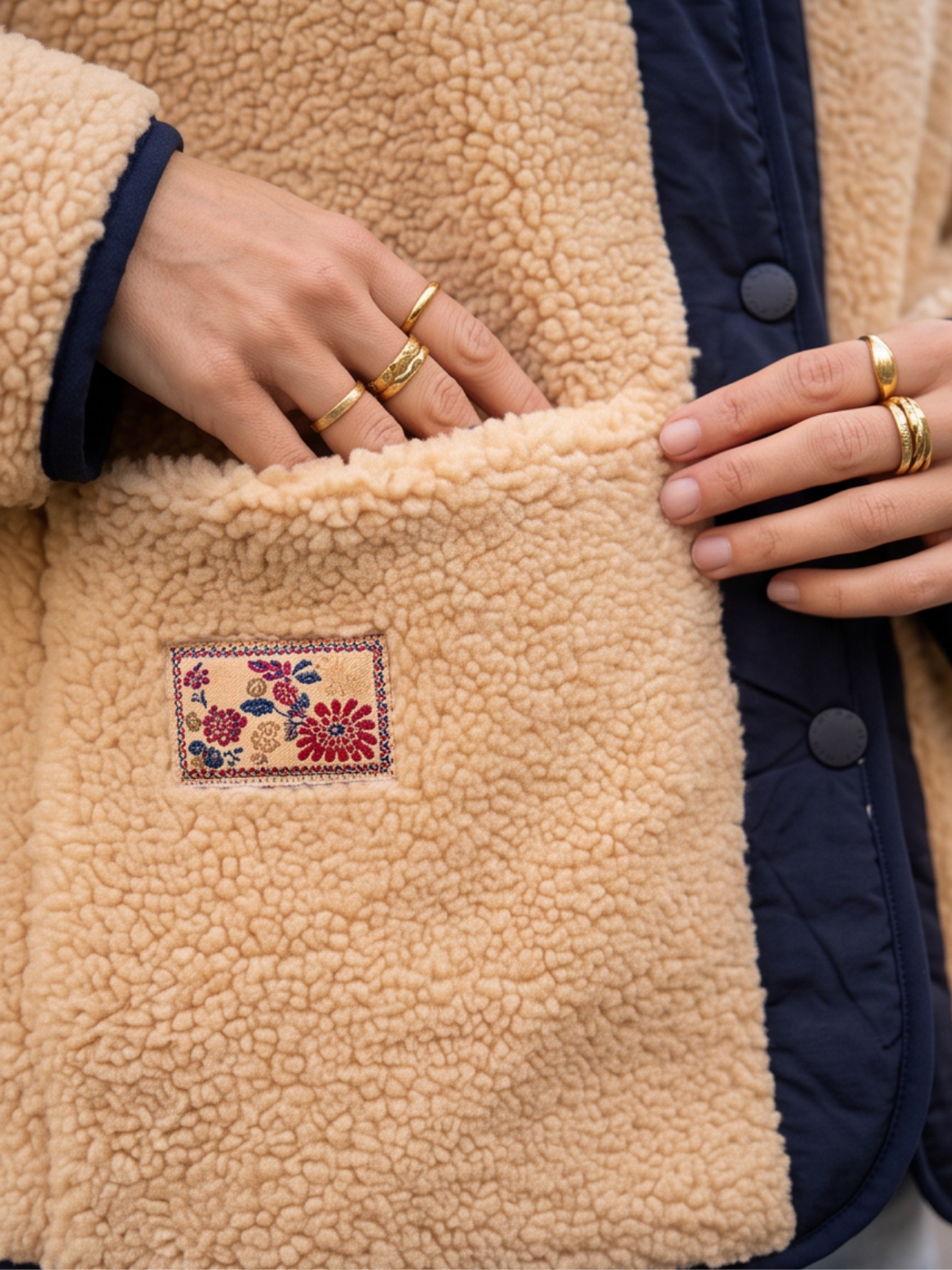 Veste Clothilde - Polaire Réversible Beige Marine