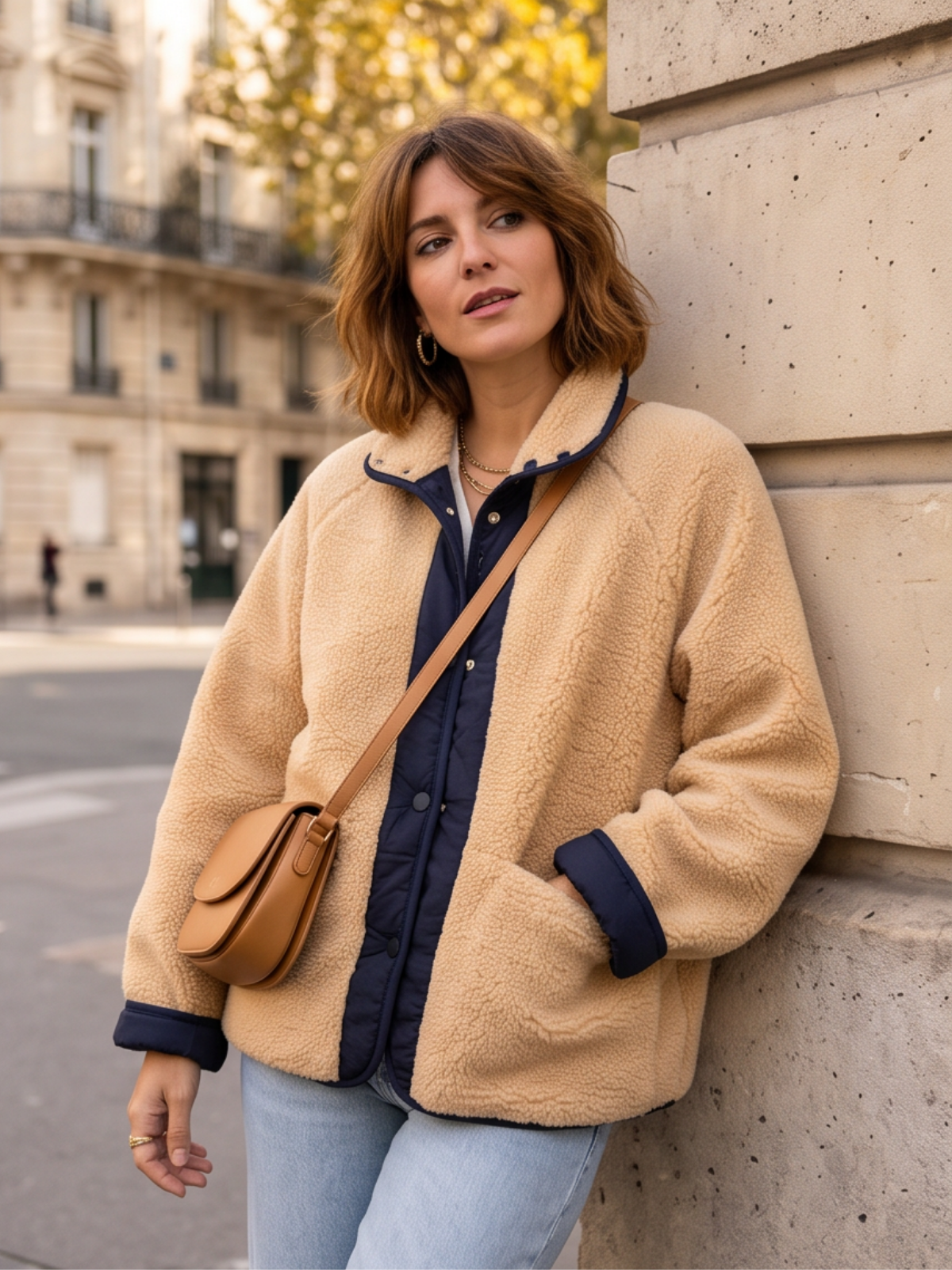Veste Clothilde - Polaire Réversible Beige Marine