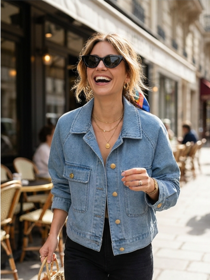 Veste Denim Boutons Métal