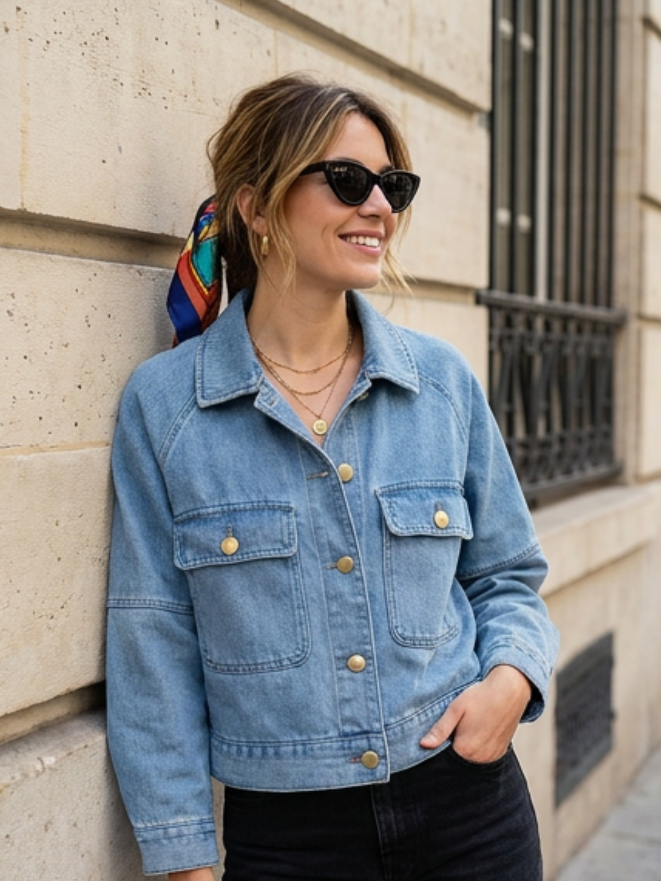 Veste Denim Boutons Métal