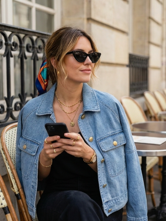Veste Denim Boutons Métal