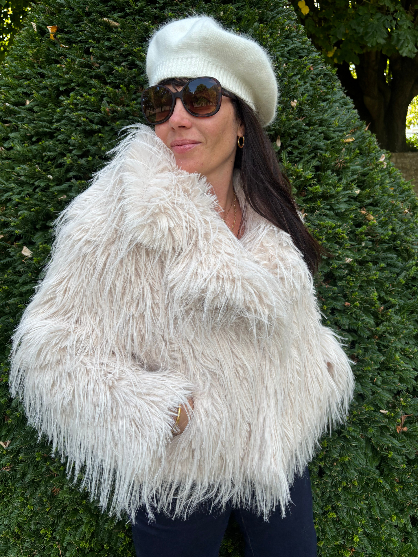 Veste Fausse Fourrure Beige