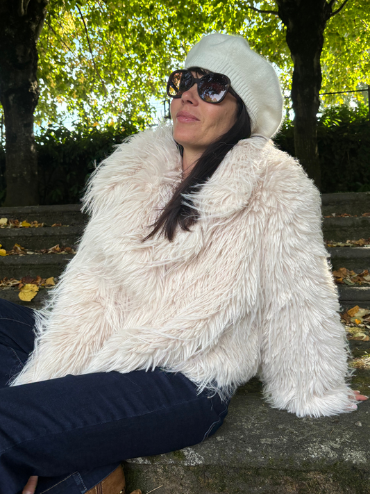 Veste Fausse Fourrure Beige