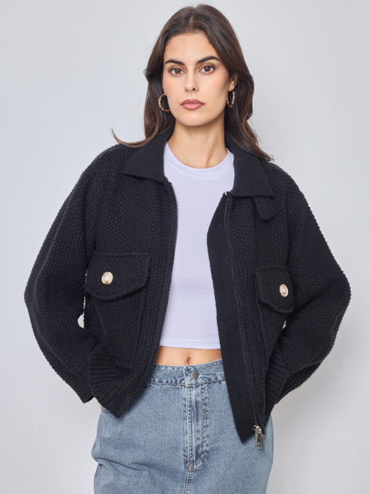 Veste Maille Zippée