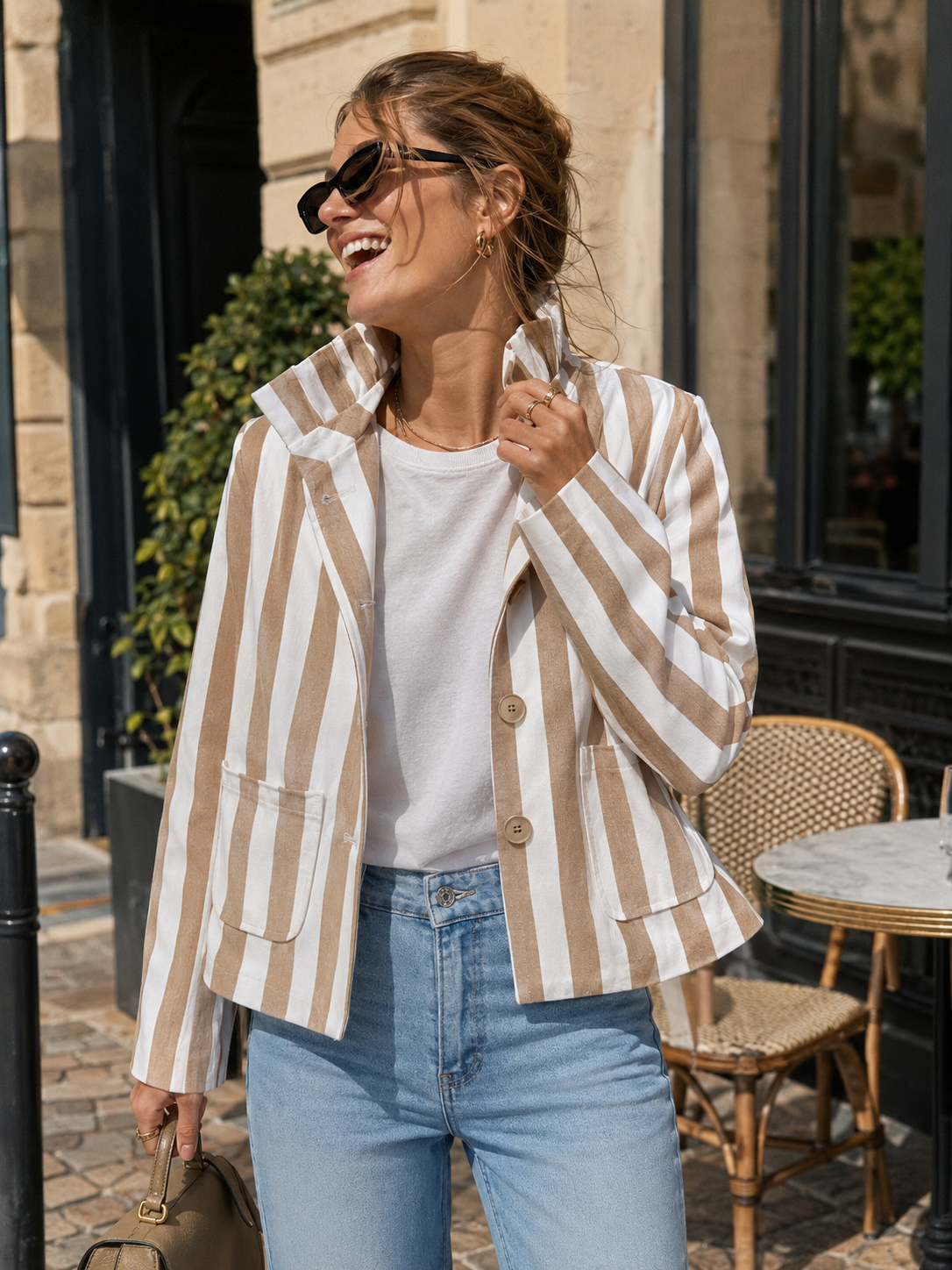 Veste Rayée Coton Femme