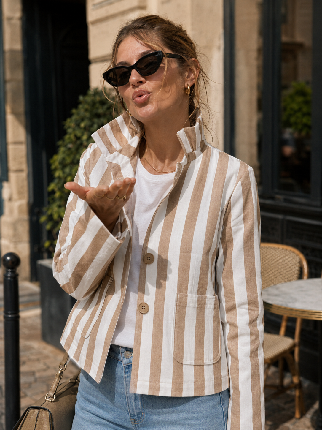 Veste Rayée Coton Femme