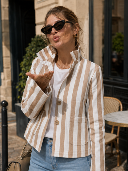 Veste Rayée Coton Femme