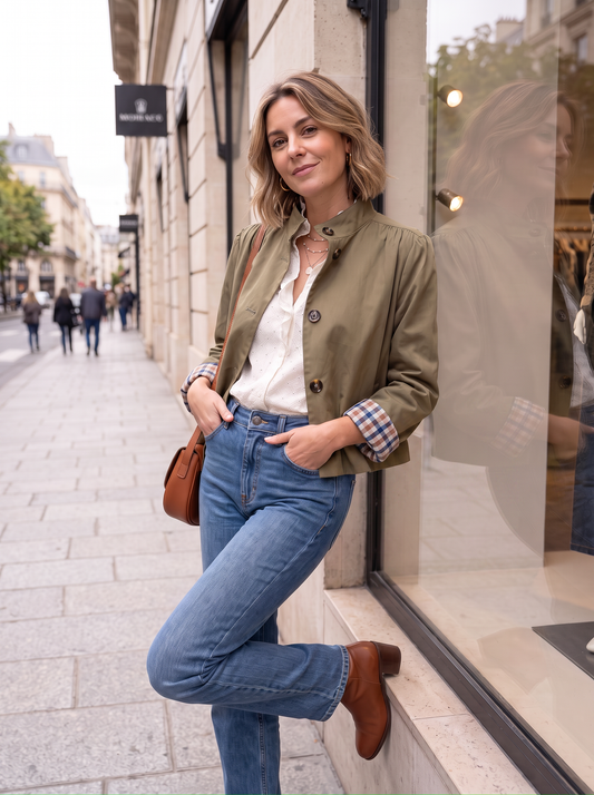 Veste Salomée - Coton Revers Carreaux