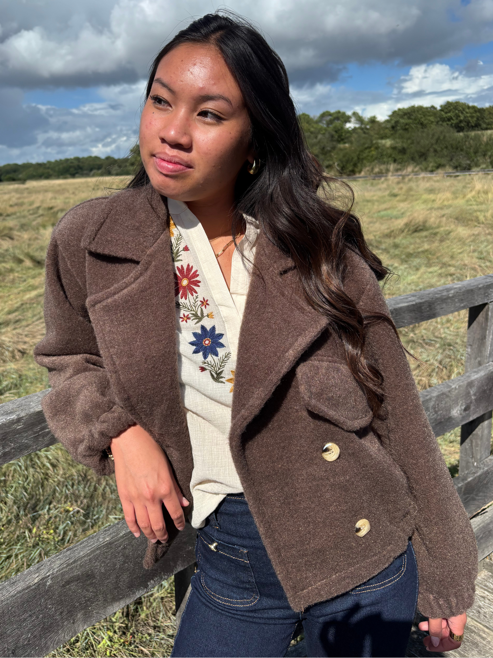 Veste courte chic en polyester