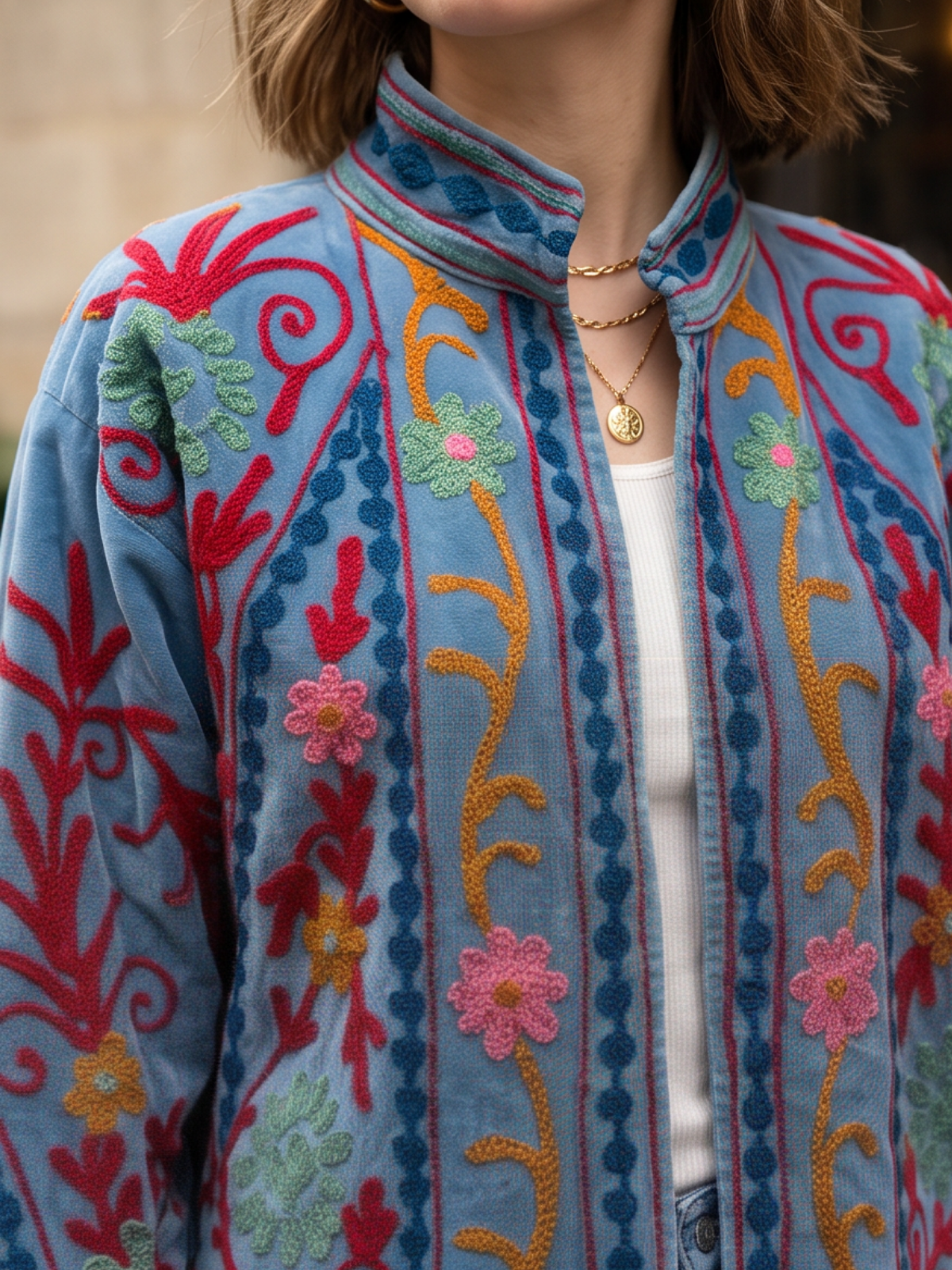 Veste Suzanne - Brodée Coton Bohème