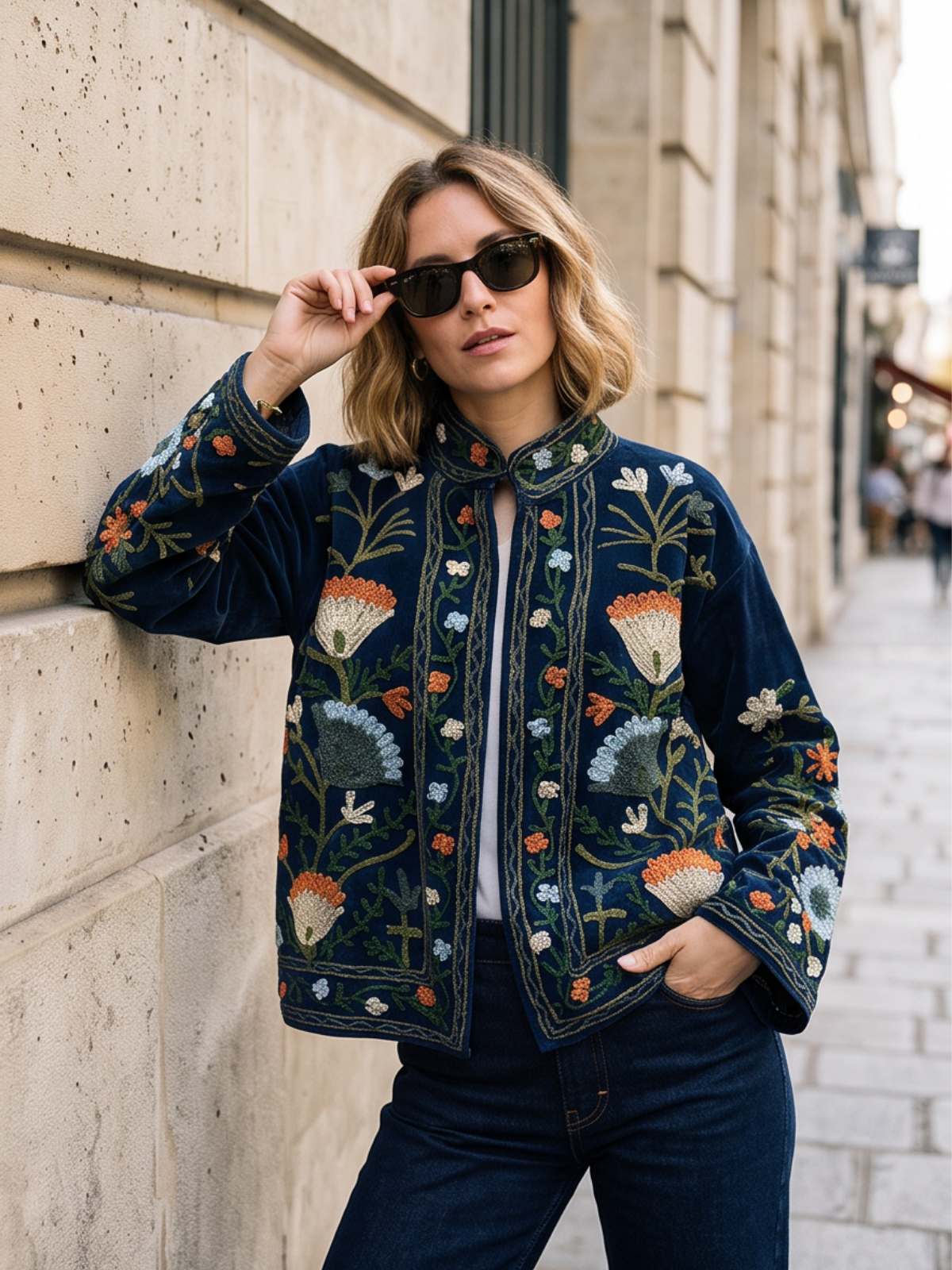 Veste Suzanne - Brodée Coton Bohème