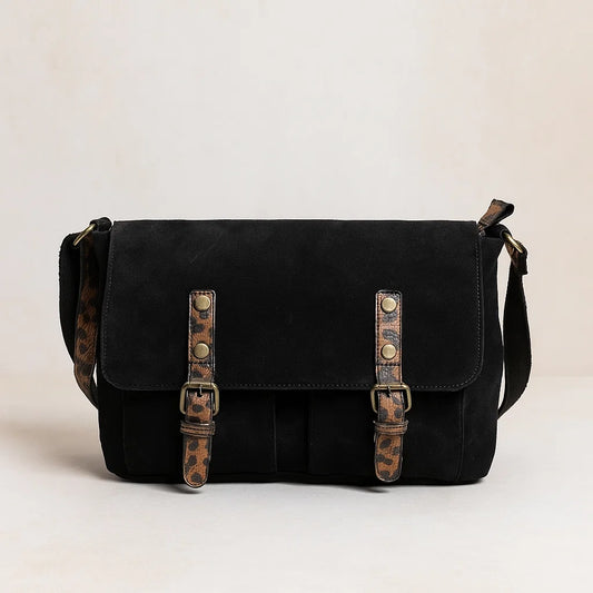 Sac Noir Détail Léopard