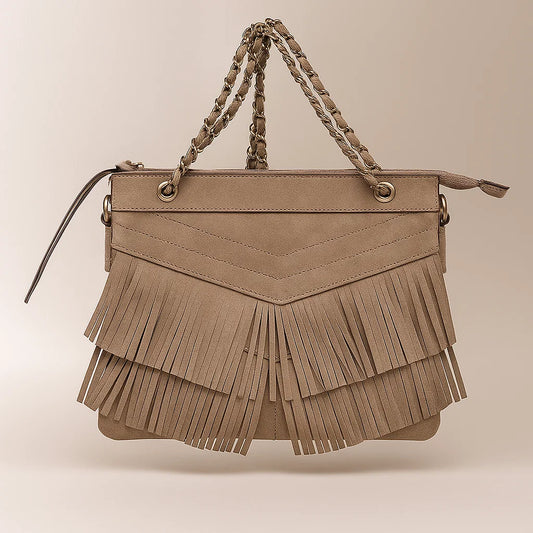 Sac Taupe à Franges Bohème