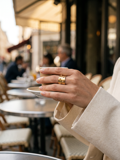 Bague soleils dorée Hippie Chic, anneau fin ajustable