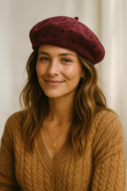 Béret Velours Pois