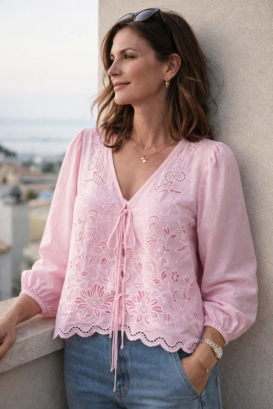 Blouse Broderie Rose