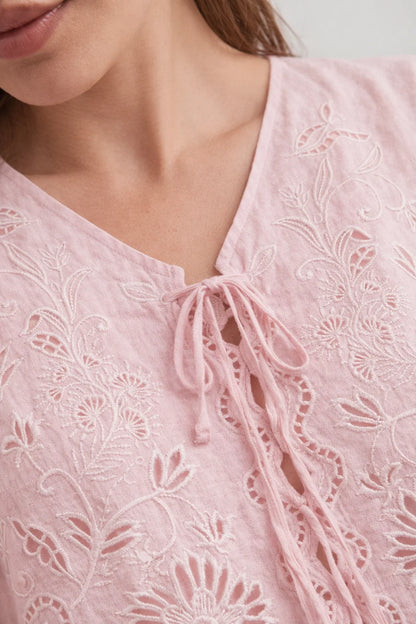 Blouse Broderie Rose
