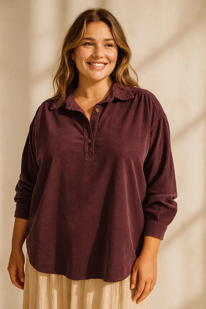 Blouse Velours en Coton - TU du 44 au 50