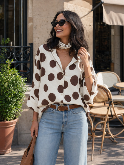 Blouse à Pois Marron