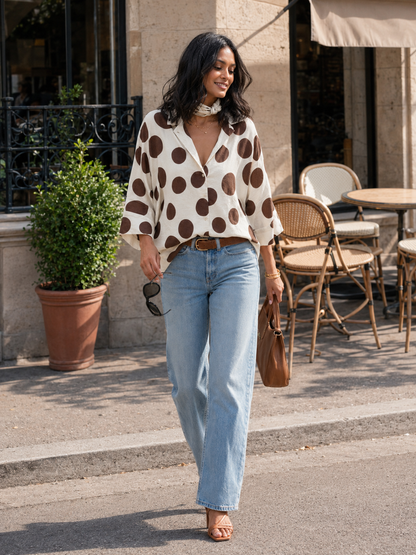 Blouse à Pois Marron