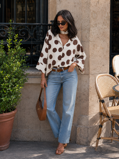 Blouse à Pois Marron