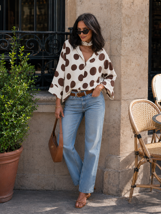 Blouse à Pois Marron