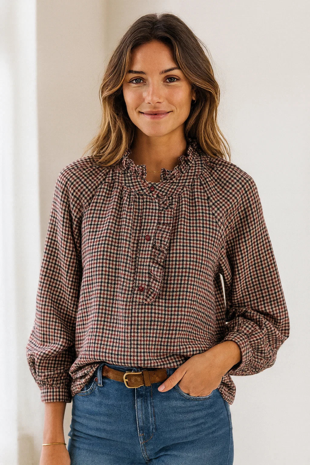 Blouse Carreaux Vichy Volants