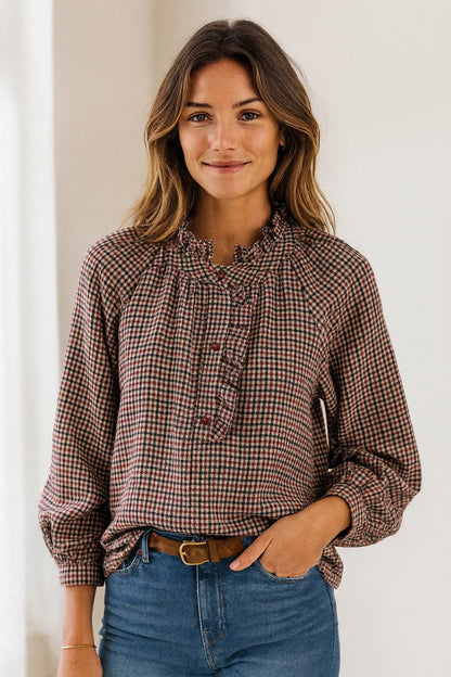 Blouse Carreaux Vichy Volants