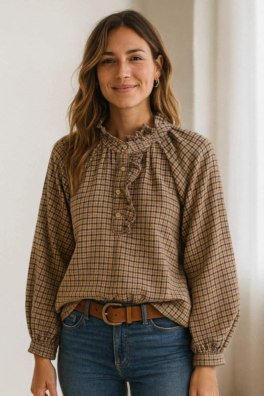 Blouse Carreaux Vichy Volants