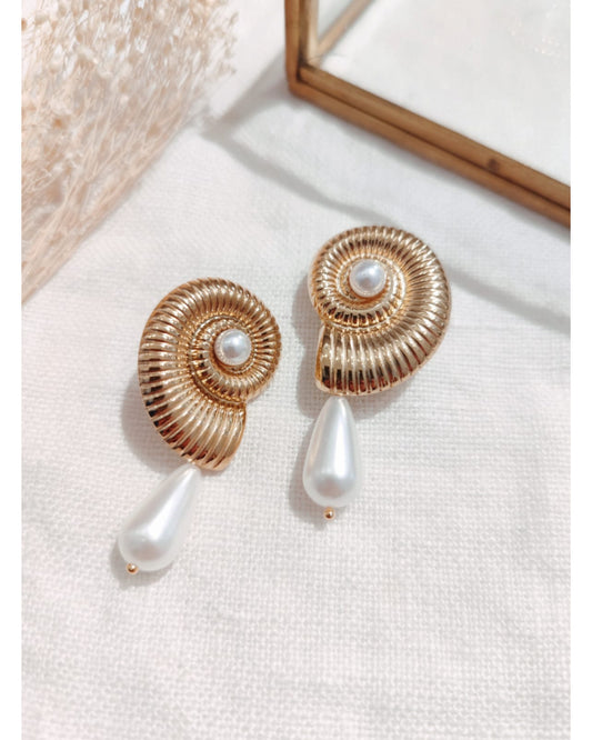 Boucles d'Oreilles Coquillage Perle