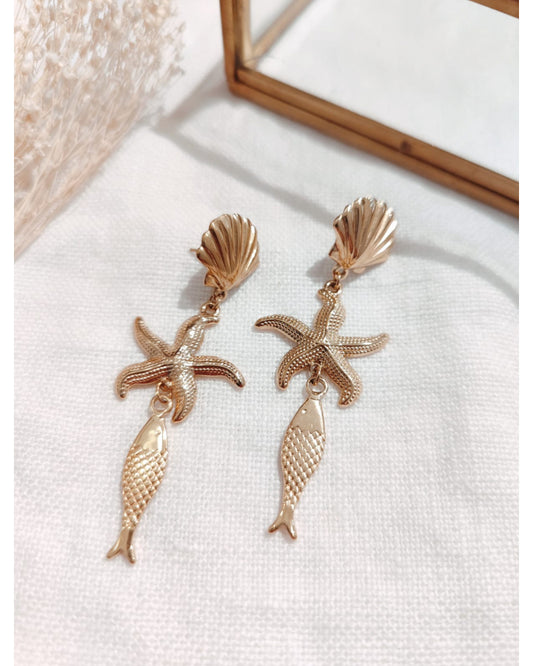 Boucles d'Oreilles Étoile de Mer Poisson