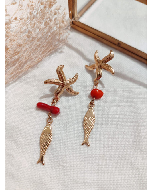 Boucle d'Oreille Poisson Corail